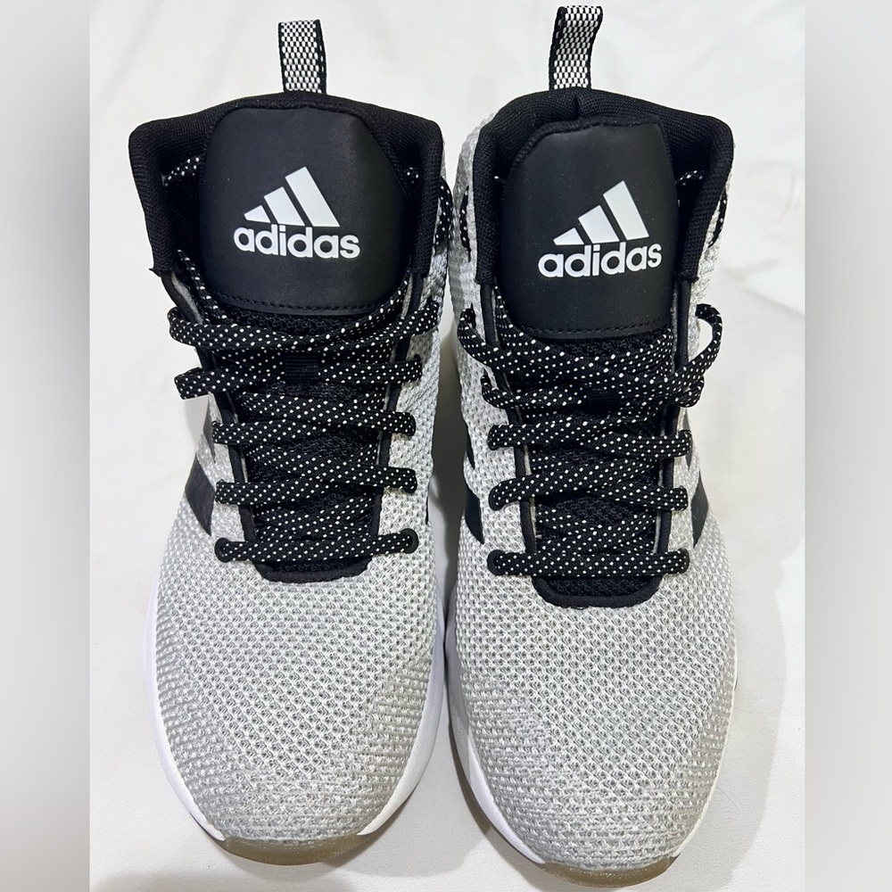 Grey and black high top Adidas